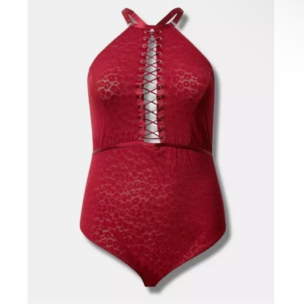 NWT Torrid Animal Lace Up Halter Bodysuit 0 (Large) - Picture 3 of 13